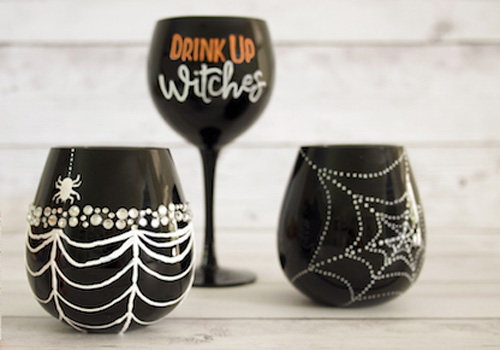 Halloween Wine Glasses, Set of Two