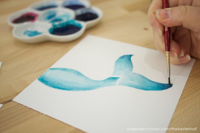 How to Paint a Watercolor Mermaid Tail + Printable